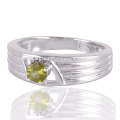 Peridot and 925 Silver Band Ring